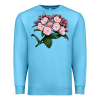 Ocean Blue Mountain Laurel Flower Illustrations Premium Sweatshirt - LillyAllenDesigns