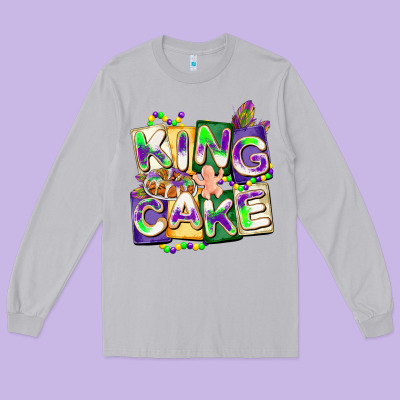 King Cake Mardi Gras Long Sleeve Tee Designed By Cowgirlartshop