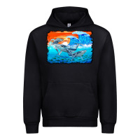 Black humpback whale and wave background Urban Hoodie - BarkalooDesign