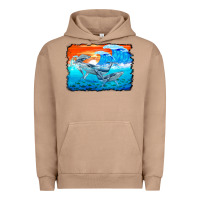 Pigment Burro humpback whale and wave background Urban Hoodie - BarkalooDesign