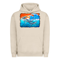 Pigment French Oak humpback whale and wave background Urban Hoodie - BarkalooDesign