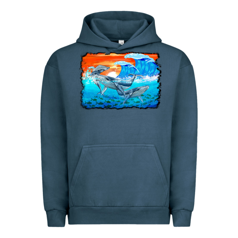 Humpback Whale And Wave Background Urban Hoodie by BarkalooDesign | Teevron