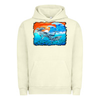 Pigment Pistachio humpback whale and wave background Urban Hoodie - BarkalooDesign