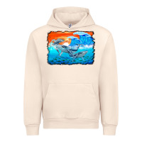 Sandshell humpback whale and wave background Urban Hoodie - BarkalooDesign