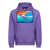 Tulip humpback whale and wave background Urban Hoodie - BarkalooDesign