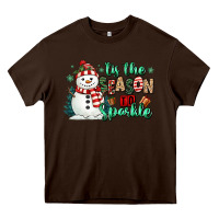 Chocolate Brown tis the season to sparkle snowman Heavy Core Tee - MaliasSmallBusiness