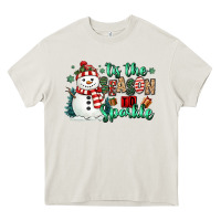 Cream tis the season to sparkle snowman Heavy Core Tee - MaliasSmallBusiness