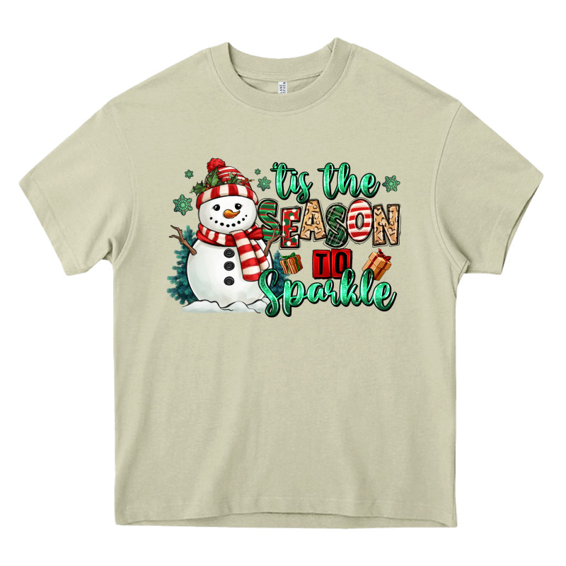 Tis The Season To Sparkle Snowman Heavy Core Tee by MaliasSmallBusiness | Teevron