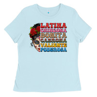 Baby Blue mexican sugar skull latina chingona bonita Ladies Tee - LillyAllenDesigns