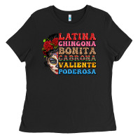 Black mexican sugar skull latina chingona bonita Ladies Tee - LillyAllenDesigns
