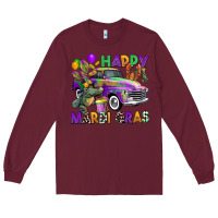 Burgundy happy mardi gras truck Long Sleeve Tee - CowGirlArtShop