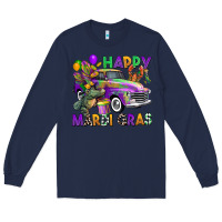 Navy happy mardi gras truck Long Sleeve Tee - CowGirlArtShop