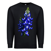 Black Bluebonnet Flower Illustrations Premium Sweatshirt - LillyAllenDesigns