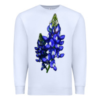 White Bluebonnet Flower Illustrations Premium Sweatshirt - LillyAllenDesigns