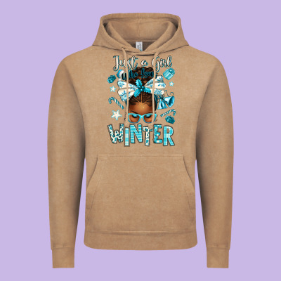 Just A Girl Who Loves Winter Afro Messy Bun Vintage Hoodie Designed By Texasbilliewilder