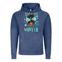 Vintage Denim just a girl who loves winter afro messy bun Vintage Hoodie - texasbilliewilder
