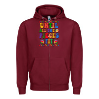 Burgundy Until all the pieces fit Zipper Hoodie - CowhideDigitalArt