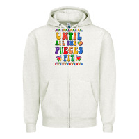 Oatmeal Heather Until all the pieces fit Zipper Hoodie - CowhideDigitalArt