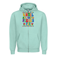 Seafoam Until all the pieces fit Zipper Hoodie - CowhideDigitalArt