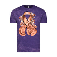 Cloud Purple Uterine Cancer peach ribbon with boxing gloves Vintage Tee - NancyCooperArtShop