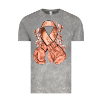 Cloud Rock Uterine Cancer peach ribbon with boxing gloves Vintage Tee - NancyCooperArtShop
