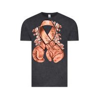 Vintage Black Uterine Cancer peach ribbon with boxing gloves Vintage Tee - NancyCooperArtShop