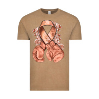 Vintage Coffee Uterine Cancer peach ribbon with boxing gloves Vintage Tee - NancyCooperArtShop