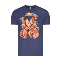 Vintage Denim Uterine Cancer peach ribbon with boxing gloves Vintage Tee - NancyCooperArtShop