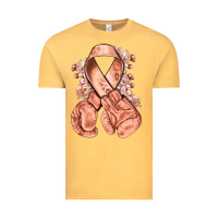 Vintage Mustard Uterine Cancer peach ribbon with boxing gloves Vintage Tee - NancyCooperArtShop