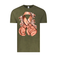 Vintage Olive Uterine Cancer peach ribbon with boxing gloves Vintage Tee - NancyCooperArtShop