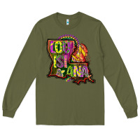 Army Green louisiana map Long Sleeve Tee - CowGirlArtShop