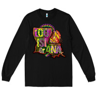 Black louisiana map Long Sleeve Tee - CowGirlArtShop