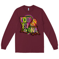 Burgundy louisiana map Long Sleeve Tee - CowGirlArtShop