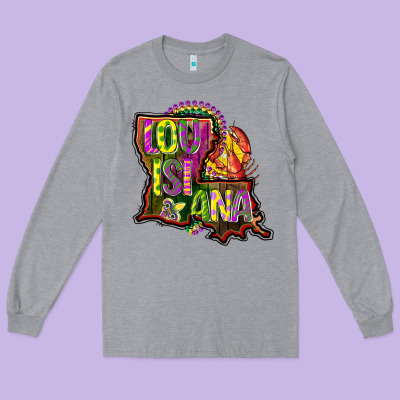 Louisiana Map Long Sleeve Tee Designed By Cowgirlartshop