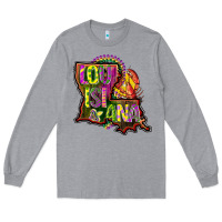 Heather Grey louisiana map Long Sleeve Tee - CowGirlArtShop