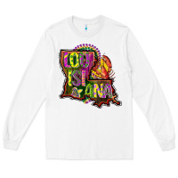 White louisiana map Long Sleeve Tee - CowGirlArtShop
