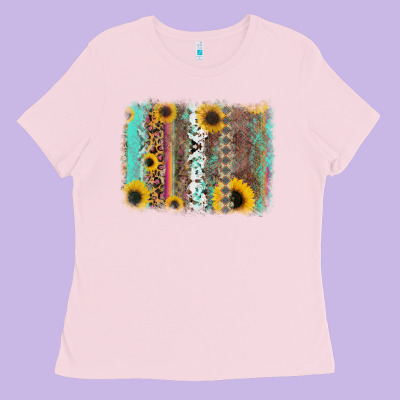 Aztec Leopard Turquoise Sunflower Background Ladies Tee Designed By Ranaportraitstore