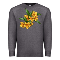 Charcoal Heather Yellow Jessamine Flower Illustrations Premium Sweatshirt - LillyAllenDesigns