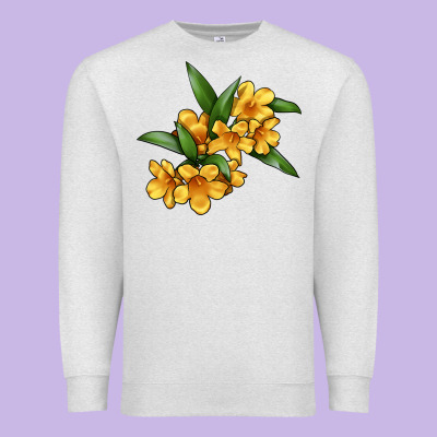 Yellow Jessamine Flower Illustrations Premium Sweatshirt Designed By Lillyallendesigns