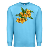 Ocean Blue Yellow Jessamine Flower Illustrations Premium Sweatshirt - LillyAllenDesigns