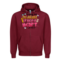 Burgundy Being an Assistant Principal is Heart Work Zipper Hoodie - CowhideDigitalArt