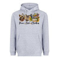 Heather Grey peace love chicken Heavyweight Hoodie - LillyAllenDesigns