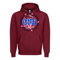 Burgundy CNA Life Zipper Hoodie - CowhideDigitalArt