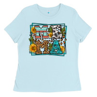 Baby Blue western leopard mema Ladies Tee - LillyAllenDesigns