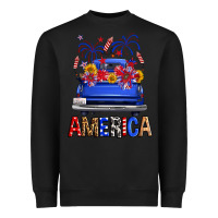 Black Western Fourth Of July America Truck Heavyweight Sweatshirt - FaDigitalArtStudio