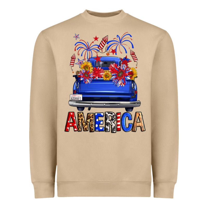 Western Fourth Of July America Truck Heavyweight Sweatshirt by FaDigitalArtStudio | Teevron