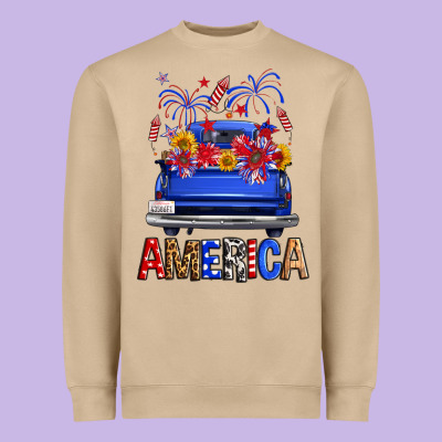 Western Fourth Of July America Truck Heavyweight Sweatshirt Designed By Fadigitalartstudio