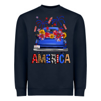 Navy Western Fourth Of July America Truck Heavyweight Sweatshirt - FaDigitalArtStudio