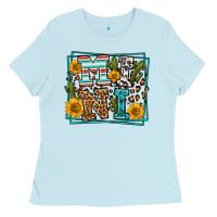Baby Blue western leopard mini Ladies Tee - LillyAllenDesigns
