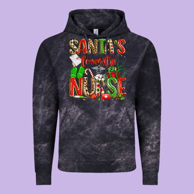 Santa's Favorite Nurse Vintage Hoodie Designed By Texasbilliewilder